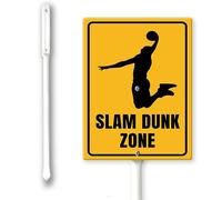 Cartello da cortile Slam Dunk Zone con paletto, 17,8 x 22,4 cm, in alluminio, facile da installare