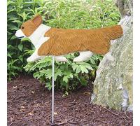 Cartello Da Giardino All'Aperto Corgi Figura Dipinta A Mano Cardigan Biondo