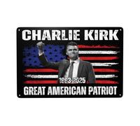 Cartello da giardino Justice For Charlie Kirk We Stand With Charlie, cartello in latta da 8x12 pollici, decorazione da parete