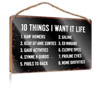 Cartello da parete in legno con scritta in inglese "Top 10 Things I Want In Life", cartello in legno per decorare la casa e il patio (15 x 28 cm)