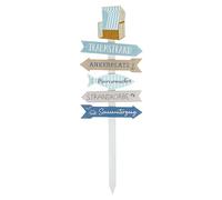 Cartello da spiaggia marino, altezza 76 cm, in MDF, colore naturale, blu, 6 tavole con scritta