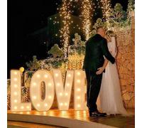 Cartello d'amore a LED, gigante, con luci a forma di cuore, per matrimoni, anniversari, compleanni, San Valentino, feste, altezza 1,2 m