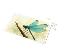 Cartello decorativo a forma di libellula blu su un ramo, puzzle divertente con cartelli stradali e decorazioni per grotte dell'uomo (300 pezzi)