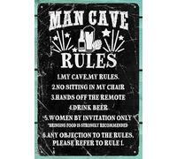 Cartello decorativo con regole divertenti in latta Matel Stuff For Men Regali per uomini My Cave My Rules Who Have Everything Signs For Men Bar Wall Art 30,5 x 40,6 cm