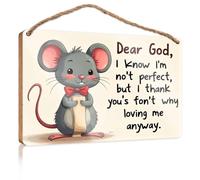 Cartello decorativo da appendere a un simpatico topo con una lettera con una preghiera sincera. Accessori da scrivania per donne (23 x 35 cm)