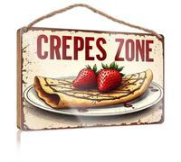 Cartello decorativo da appendere con crepes zone, Sweet Delights! Summer Wood Hanging Room Accessories for Men (23 x 35 cm)
