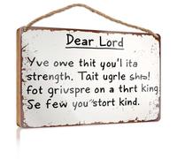 Cartello decorativo da appendere, con scritta in inglese "Dear Lord, Give Me Strength", in legno, estiva, accessorio per la stanza da uomo (23 x 35 cm)