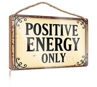 Cartello decorativo da appendere, con scritta "Positive Energy Only", cartello in legno, estivo, accessorio per la stanza da uomo (15 x 28 cm)