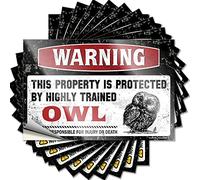 Cartello decorativo da garage per uomo: bicchiere impermeabile avviso This Property is Protected by a highly trained Owl Funny Biliard Coated Good Job Stickers per adulti (8 x 12 cm, 5 pezzi)