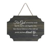 Cartello decorativo in legno con citazione in lingua inglese "For God So Loved The World That He Sent His Only Begotten Son John 3:16", in legno, decorazione da parete per soggiorno, camera da letto