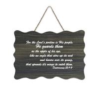 Cartello decorativo in legno con citazione "The Lord's Portion Is His People, He Guards Them of His Eye, Like An Eagle Thet", in legno, decorazione da parete per soggiorno, camera da letto, porta