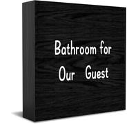 Cartello decorativo in legno con scritta "Bathroom For Our Guest Home Office Decoration", accessorio decorativo da scrivania per ufficio, targa in legno per mensola TV da 12,7 x 12,7 cm
