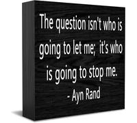 Cartello decorativo in legno con scritta in inglese "The Question Isn'T Who Is Going To Let Me Home Office Decor, Positive Office Desk Accessories Wood Plate Wood Table Sign For TV Cabinet Shelf 12,7