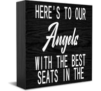 Cartello decorativo in legno con scritta in lingua inglese "Here's To Our Angels With The Best Seats In The House" (lingua italiana non garantita)