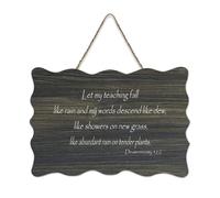 Cartello decorativo in legno con scritta "Let My Teaching Fall Like Rain And My Words Descend Like Dew, Like Shower Citazione", in legno, decorazione da parete per soggiorno, camera da letto, porta