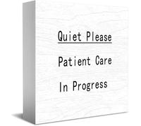 Cartello decorativo in legno con scritta "Quiet Please Patient Care In Progress", divertente, per ufficio, casa, rustico, quadrato, per mensole, 12,7 x 12,7 cm