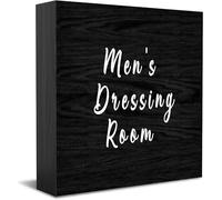 Cartello decorativo in legno per spogliatoio, casa, ufficio, per uomo e donna, accessorio decorativo da scrivania per ufficio, targa in legno per mensola TV da 12,7 x 12,7 cm