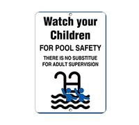 Cartello decorativo per esterni con scritta "Watch Children No Substitute For Adult Supervision", 20 x 30 cm