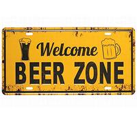 Cartello decorativo per esterni con scritta "Welcome Beer Zone", 20,3 x 30,5 cm
