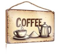 Cartello decorativo per il bagno, con scritta in inglese "A Cup Of Coffee With Steam Rising From It" (lingua italiana non garantita), cartello divertente per la casa (20 x 30 cm)