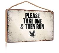 Cartello decorativo per il bagno, con scritta "Please Take One And Then Run". Divertente cartello decorativo per la casa e la decorazione invernale per porte (15 x 28 cm)