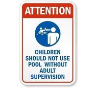 Cartello decorativo per recinzione, garage, avviso bambini non dovrebbero usare la piscina senza supervisione di un adulto, cartello decorativo per cortile esterno, 20,3 x 30,5 cm