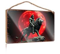 Cartello decorativo Rider of the Crimson Moon: A mitico incontro boscoso cartello scatola cartelli vintage decorazione della stanza (15 x 28 cm)