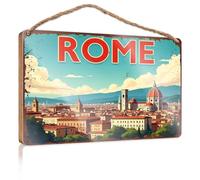 Cartello decorativo vintage con scritta "Friends" (lingua italiana non garantita) per la decorazione della casa, motivo: Roma, Italia, a City Of History and Beauty, cartello in legno divertente per il