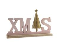 Cartello decorativo 'XMAS' in legno Rosa
