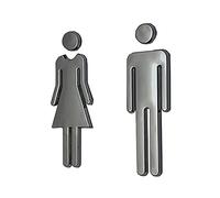 Cartello del bagno, Cartello for toilette maschile e femminile da 7,87 pollici, cartello adesivo for for bagno autoadesivo, for porta WC unisex for (Argento 20 cm)