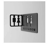 Cartello del bagno, Targhe for WC con incisione tridimensionale, targhe for bagno for uomini e donne in acrilico cavo, for (bianco 20x12 cm)(Black,20x12cm)
