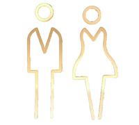Cartello del bagno, Targhetta for WC in ottone for uomini e donne, targhetta for il bagno, set di figure decorative, for moderno, for porta del (D)(F)