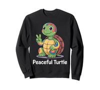 Cartello della pace con scritta «I Love Turtles Sea Tie-Dye», tartarughe hippie Felpa
