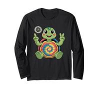 Cartello della pace con scritta «I Love Turtles Sea Tie-Dye», tartarughe hippie Maglia a Manica