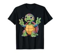 Cartello della pace con scritta «I Love Turtles Sea Tie-Dye», tartarughe hippie Maglietta