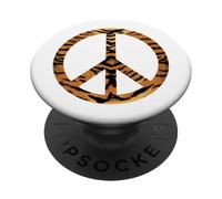 Cartello della pace con stampa animale della tigre PopSockets PopGrip Adesivo