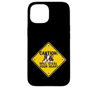 Cartello di attenzione Boston Terrier Dog divertente regalo Bostie Puppy Custodia per iPhone 15