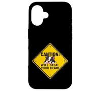 Cartello di attenzione Boston Terrier Dog divertente regalo Bostie Puppy Custodia per iPhone 16