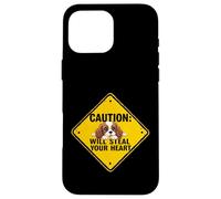 Cartello di attenzione Charles Spaniel Cane Divertente Regalo Cavalier Puppy Custodia per iPhone 16 Pro Max