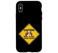 Cartello di attenzione Charles Spaniel Cane Divertente Regalo Cavalier Puppy Custodia per iPhone X/XS