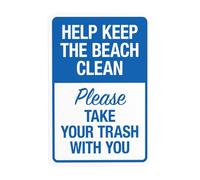 Cartello di avvertimento con scritta "Help Keep The Beach Clean Please Take Your Trash With You", cartello in metallo per la sicurezza della proprietà privata, per casa, garage, parete stradale