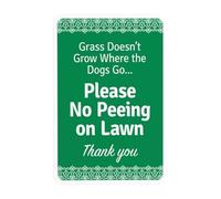 Cartello di avvertimento con scritta in inglese "Grass Does Not Grow Where The Dogs Go Please No Peeing On Lawn Thank You", "No Dog Poop", cartello in metallo di sicurezza, per la sicurezza delle