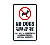 Cartello di avvertimento con scritta in inglese "No Dog Within This Area Except On Leash, Dog Leash Security Metal Signs for Business Home Outdoor Indoor Road Yard Garage Street Wall Safety Caution