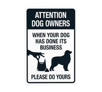 Cartello di avvertimento con scritta in lingua inglese "All Dog Owners When Your Dog Has Done Its Business Please Do Yours Warning No Dog Poop Security Metal Signs for Business Home Garage Street Wall
