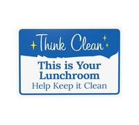Cartello di avvertimento con scritta in lingua inglese "This Is Your Lunchroom Help Keep It Clean", per la sicurezza delle porte, per casa, lavoro, esterni, interni, strada, cortile, garage, muro