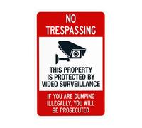 Cartello di avvertimento con scritta in lingua inglese "This Property Is Protected By Video Surveillance If You Are Dumping Illegally, Prohibition Security Metal Signs for Business Home Wall Safety
