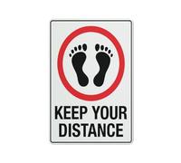 Cartello di avvertimento con scritta "Keep Your Distance - Foot", 30,5 x 20,3 cm
