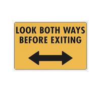 Cartello di avvertimento con scritta "Look Both Ways Before Exiting", 30,5 x 20,3 cm