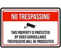 Cartello di avvertimento con scritta "Man Cave Decor, No Trespassing This Property Is Protected By Video, cartello stradale aziendale, 40,6 x 30,5 cm, in alluminio, stile vintage