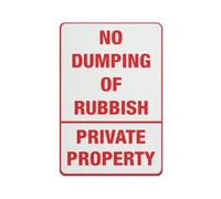 Cartello di avvertimento con scritta "No Dumping of Rubbish" (lingua italiana non garantita), 30,5 x 20,3 cm